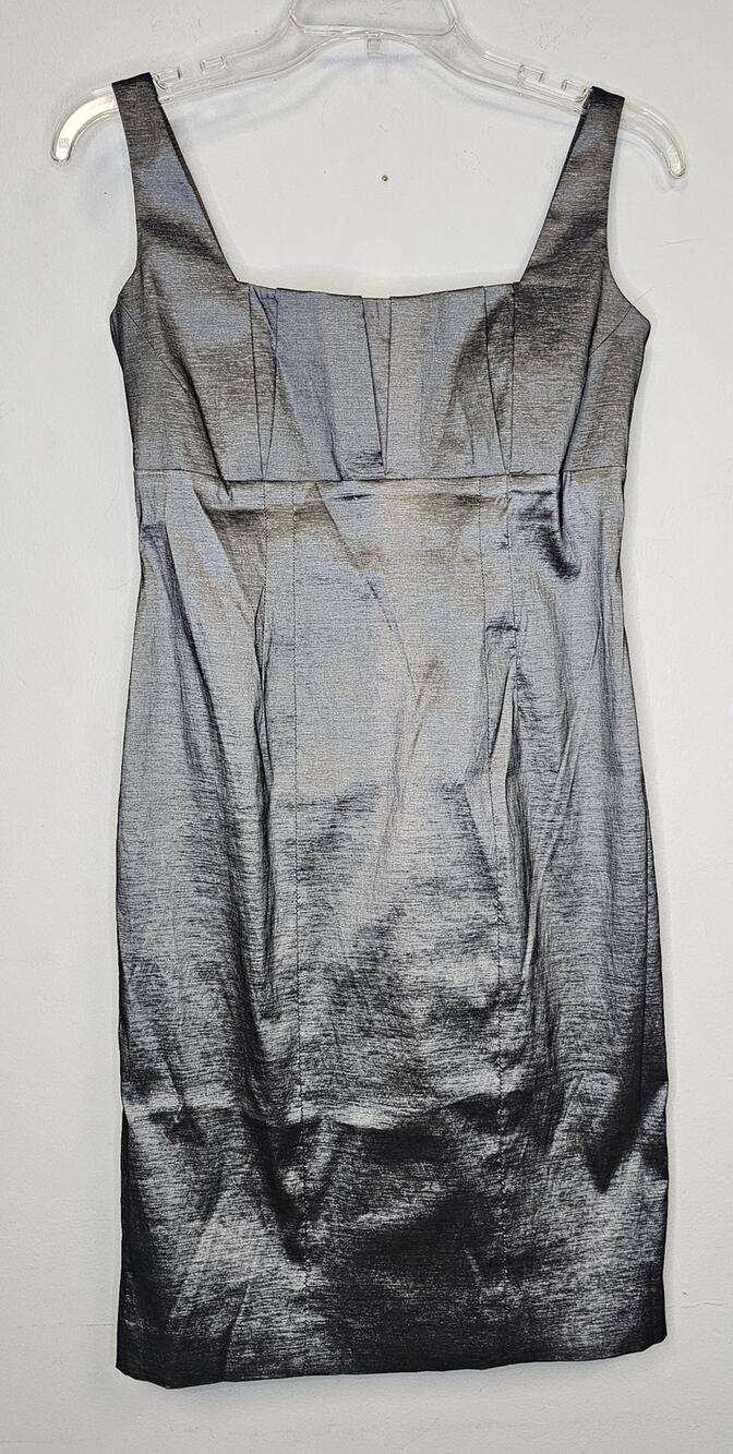 Calvin Klein Womens Silver Metallic Sleeveless Sheath Dress-Size Small